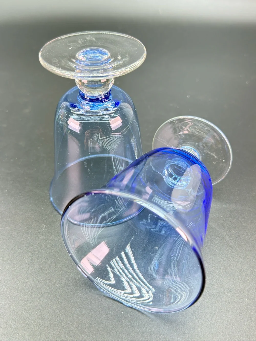 Handblown Cobalt Blue Glass Tumbler Pair